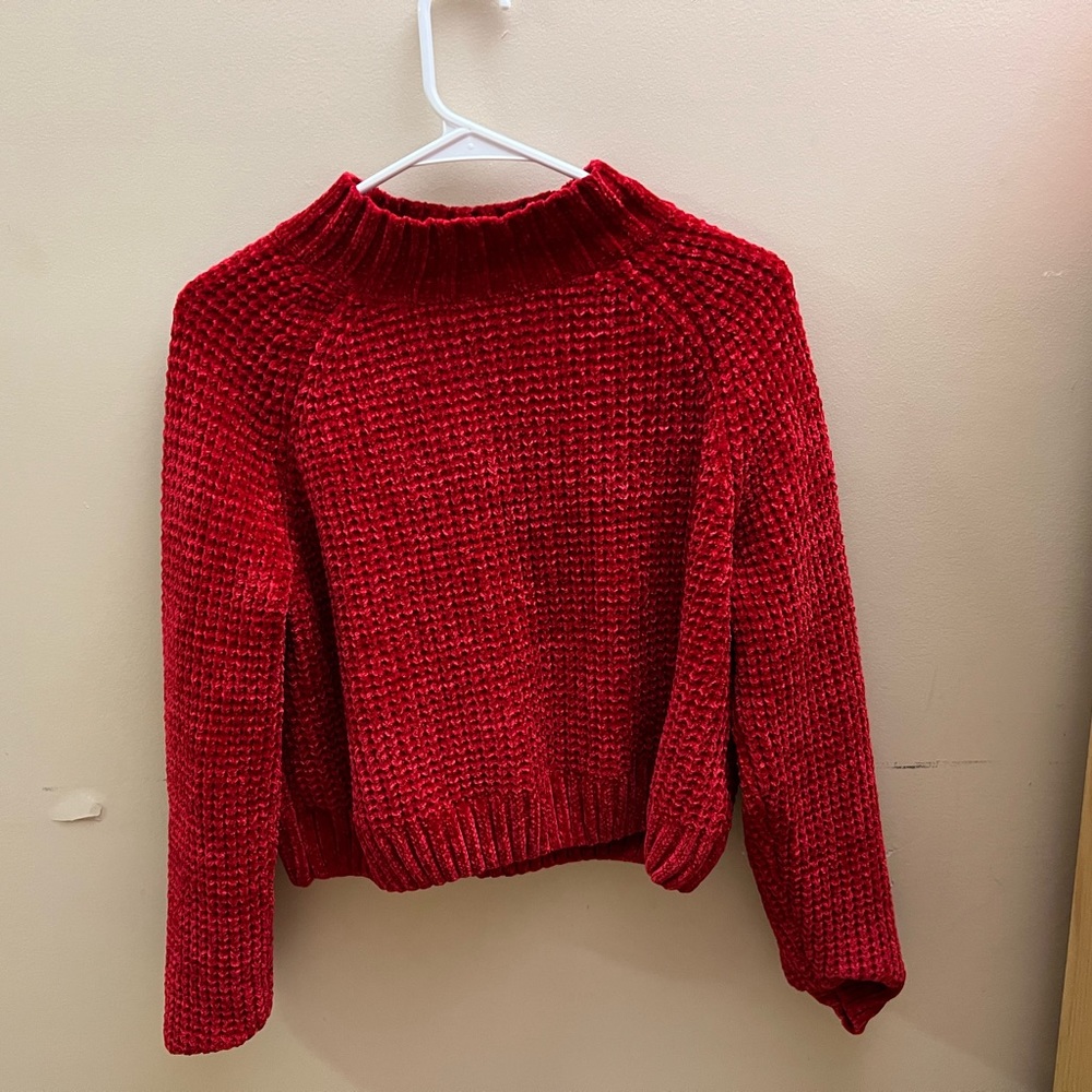 Red crop sweater